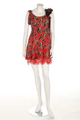 Lot 297 - A Christian Lacroix poppy-printed silk...