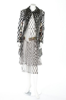 Lot 348 - A Comme des Garons chequered Op-Art ensemble,...