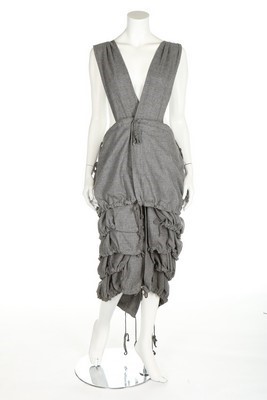 Lot 318 - A Yohji Yamamoto brushed grey flannel pinafore...