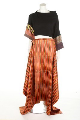 Lot 322 - A Yohji Yamamoto knitted top and ikat striped...