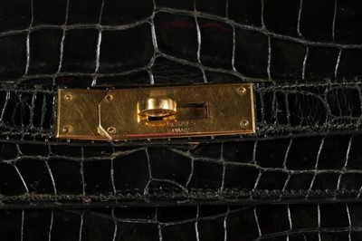 Lot 13 - An Hermès black crocodile Kelly, late 1960s,...