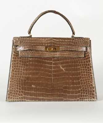 Lot 11 - An Hermès grey crocodile Kelly bag, circa 1965,...