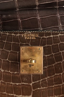 Lot 11 - An Hermès grey crocodile Kelly bag, circa 1965,...