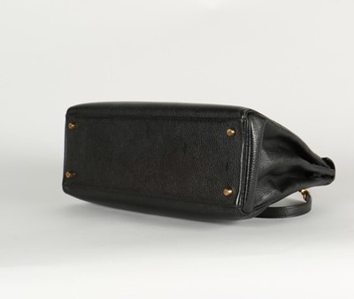 Lot 6 - An Hermès black Fjord leather Kelly bag, 1993,...