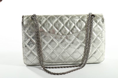 Lot 3 - A Chanel mottled silver leather 2.55 re-issue...