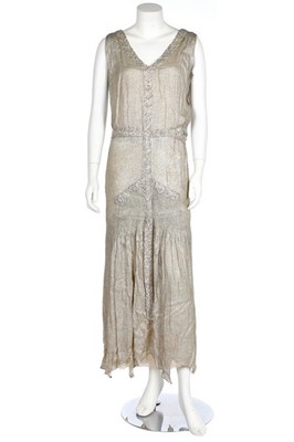 Lot 289 - A silver lamevening dress, circa 1930,...