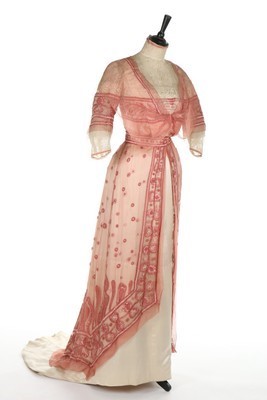 Lot 74 - A G & E Spitzer of Vienna embroidered pink...