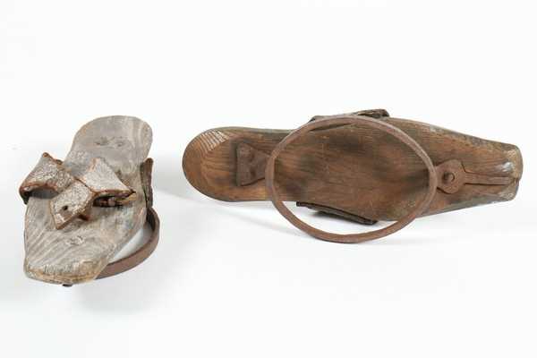 Lot 52 - A pair of wooden pattens, probably English,...