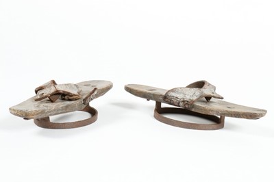 Lot 52 - A pair of wooden pattens, probably English,...