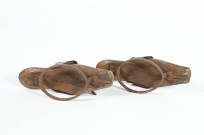 Lot 52 - A pair of wooden pattens, probably English,...