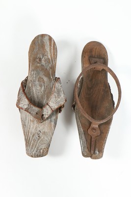 Lot 52 - A pair of wooden pattens, probably English,...