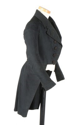 Lot 39 - A gentleman's navy wool tailcoat, 1850s, with...
