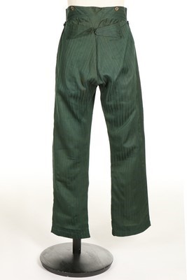 Lot 43 - A pair of gentlemen's green self-striped wool...