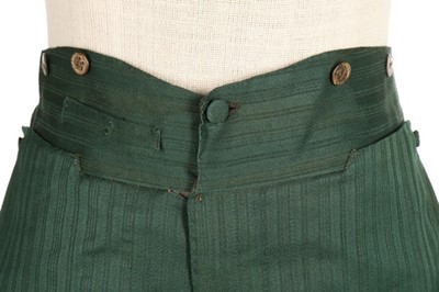 Lot 43 - A pair of gentlemen's green self-striped wool...