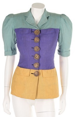 Lot 98 - A Schiaparelli tri-colour linen summer jacket,...