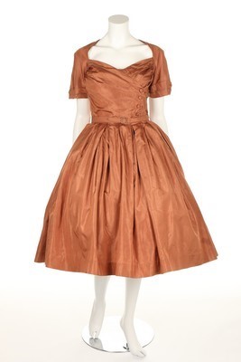 Lot 102 - A Christian Dior London cinnamon taffeta...