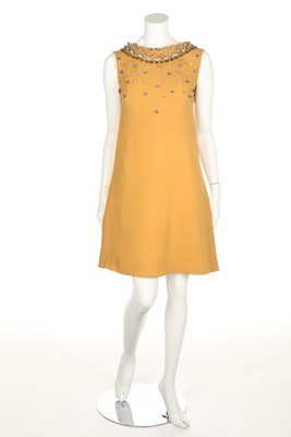 Lot 108 - A Carven couture ochre crpe cocktail dress,...