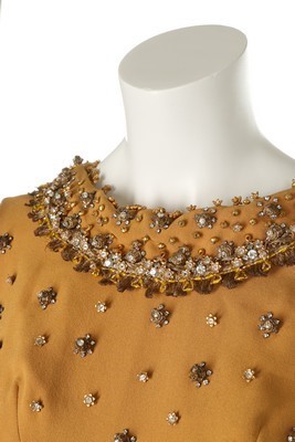 Lot 108 - A Carven couture ochre crpe cocktail dress,...