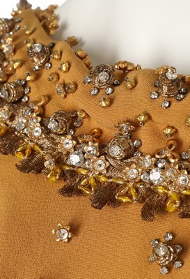 Lot 108 - A Carven couture ochre crpe cocktail dress,...