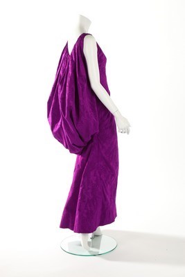 Lot 103 - A Pedro Rodriguez couture magenta cannel satin...