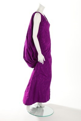 Lot 103 - A Pedro Rodriguez couture magenta cannel satin...