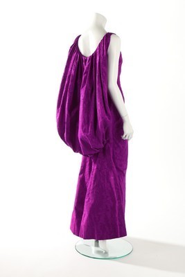 Lot 103 - A Pedro Rodriguez couture magenta cannel satin...