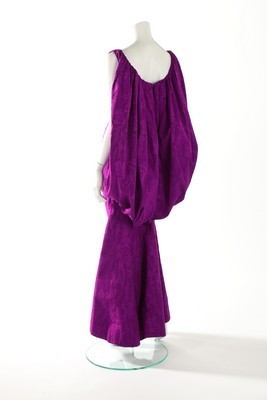 Lot 103 - A Pedro Rodriguez couture magenta cannel satin...
