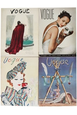 Lot 25 - Four issues of American Vogue, 1935,...