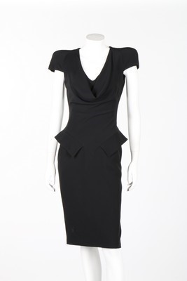 Lot 65 - An Alexander McQueen black crepe drape-fronted...