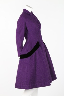 Lot 68 - A Lilli Ann violet tweed coat, mid 1950s, with...