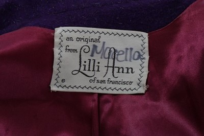Lot 68 - A Lilli Ann violet tweed coat, mid 1950s, with...