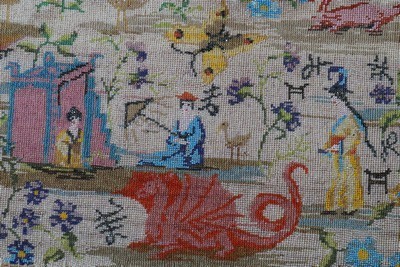 Lot 190 - A chinoiserie beadworked panel, English or...