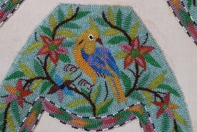 Lot 190 - A chinoiserie beadworked panel, English or...