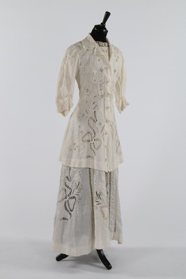 Lot 96 - A broderie anglaise linen summer dress and...