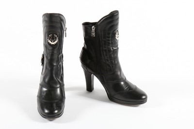 Lot 137 - A pair of Belstaff high-heeled biker style...