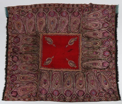 Lot 450 - An embroidered Delhi stole, Indian circa 1850,...