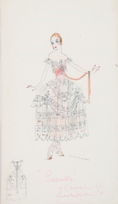 Lot 161 - A Lucile studio fashion sketch of' 'Sasoulka',...