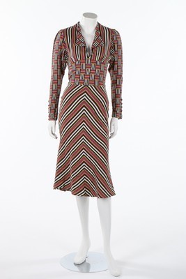 Lot 169 - An unusual Biba striped printed flannel dress,...