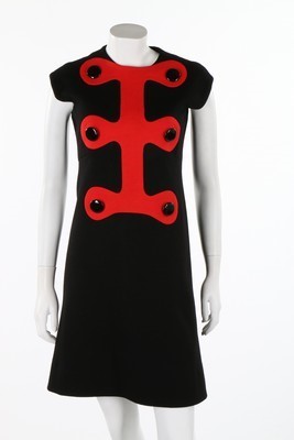 Lot 170 - A Pierre Cardin black and red jersey dress,...