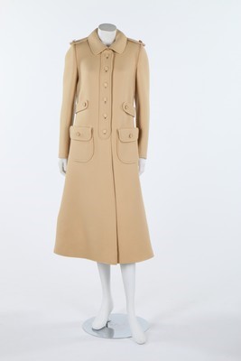 Lot 176 - A Courreges beige double-weave wool maxi coat,...