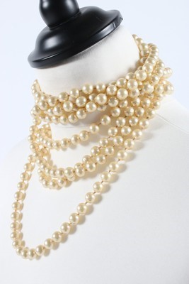 Lot 217 - A Chanel long pearl sautoir, 1980s, signed to...