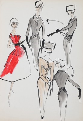 Lot 235 - Fashion sketches, photographs and archive...