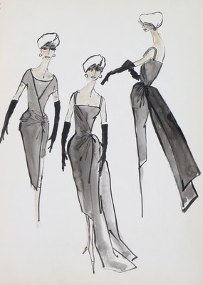Lot 235 - Fashion sketches, photographs and archive...