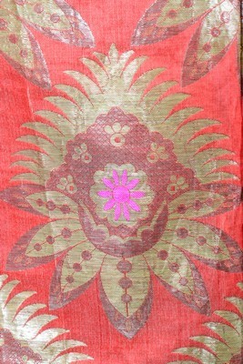 Lot 463 - A chapan of orange Russian brocade, Uzbekistan,...