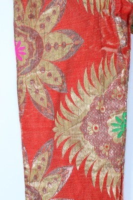 Lot 463 - A chapan of orange Russian brocade, Uzbekistan,...