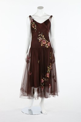 Lot 371 - A Christian Dior boutique embroidered brown...