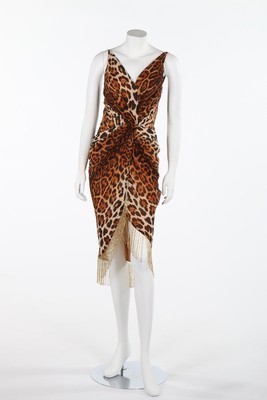 Lot 373 - A Dior boutique leopard print chiffon cocktail...