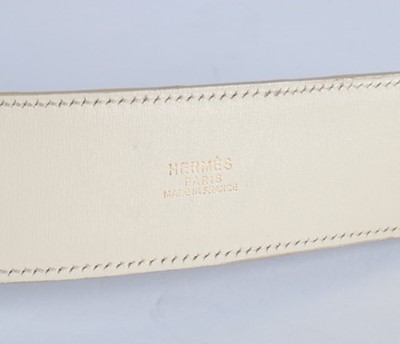 Lot 1 - An Hermès cream ostrich leather Collier de...