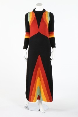 Lot 391 - An abstract knit maxi dress, circa 1970,...