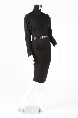 Lot 392 - An Azzedine Alaia black wool jersey dress,...